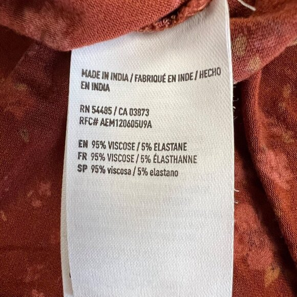 American Eagle Women's Scoop Neck Smocked Top Orange/Multi Floral Size Small - Picture 9 of 9